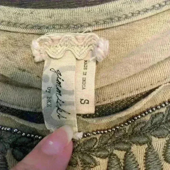 Women’s Embellished Top Size Small Fairy Boho Artsy Lagenlook Green Hippie - Picture 6 of 10